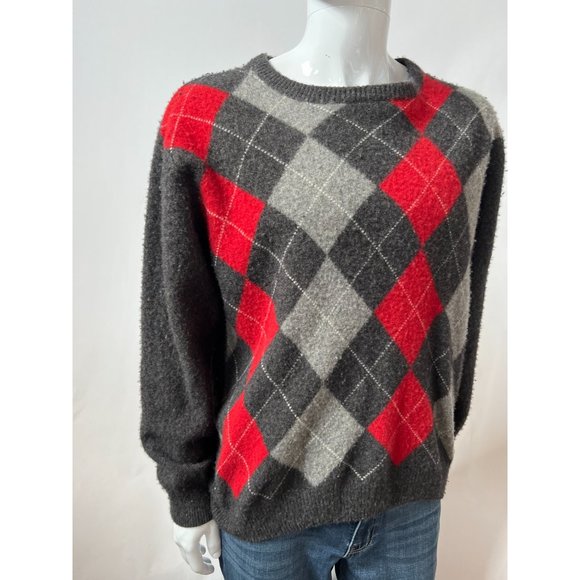 Jos. A. Bank Argyle Sweater Big and Tall XXL Grey Argyle 80% Lambs Wool 20% Ny - Picture 1 of 15